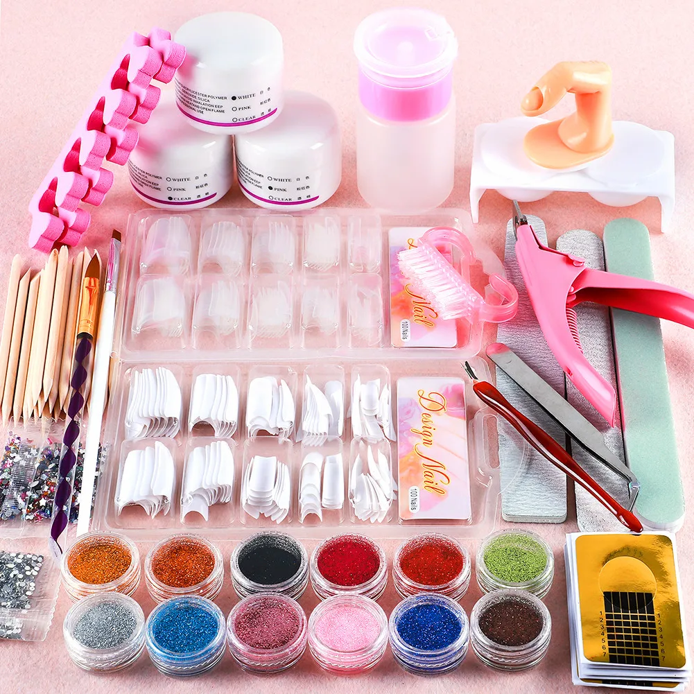 

COSCELIA Acrylic Nail Kit Nail Acrylic Powder Glitter Nail Art Decoration Tools Manicure Set, 3 colors