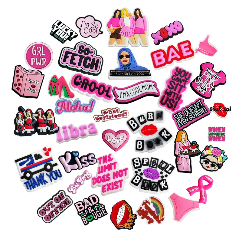 

Mean Girls Croc Cartoon pink Pvc Charms For Clog Custom Pvc Shoe Charms Decoration Wholesale