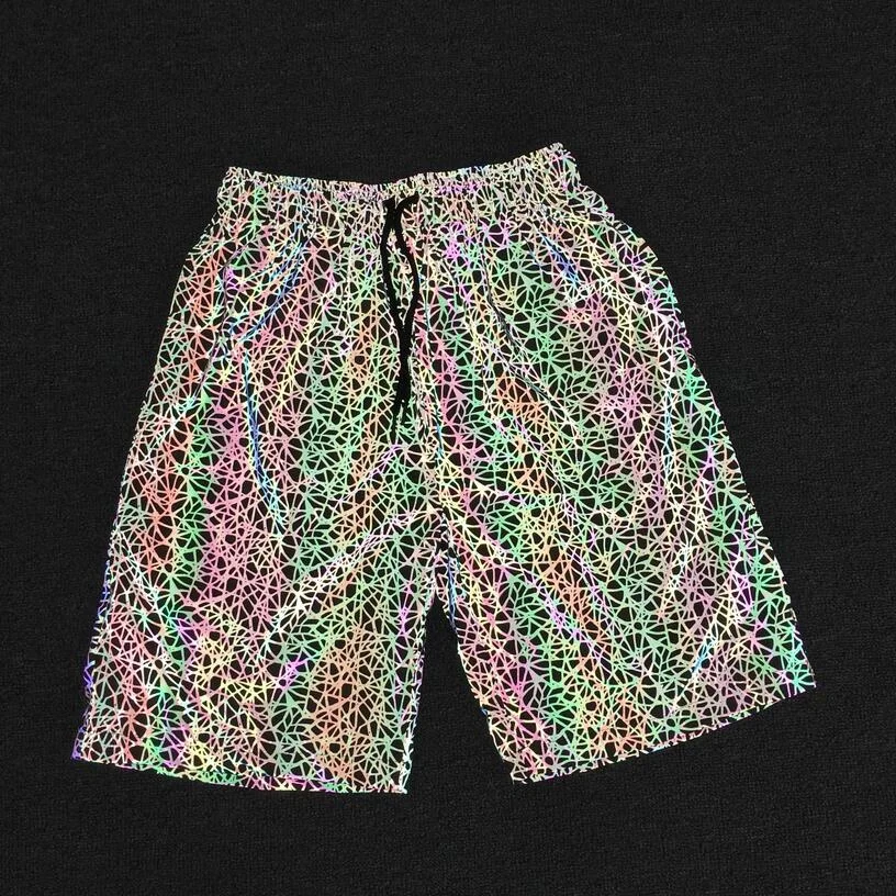 

New Style Streetwear Unisex Colorful Reflective Shorts 2019 Hot Shorts 100% Polyester High Waist 7-25 Days Hip Hop Solid Pattern