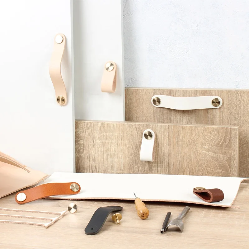 

European Soft Leather Cabinet drawer Handles Drawer Pulls kitchen Wardrobe Cupboard Door Knobs Furniture Handle Hardware