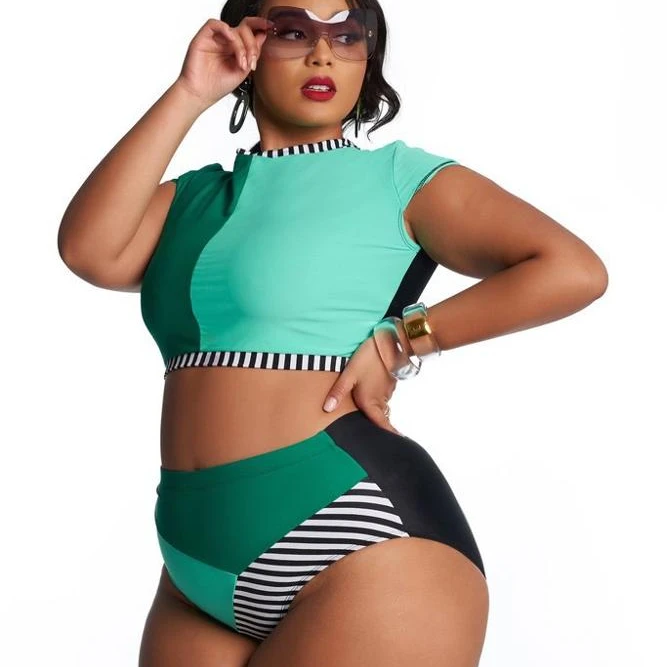 

4XL Wholesale Custom Logo High Waist Swimsuit Big Size Swimwear Sexy Bikini Fat Ladys Bikini Plus Size Swimwear For Fat Women, As pictures/customized colors