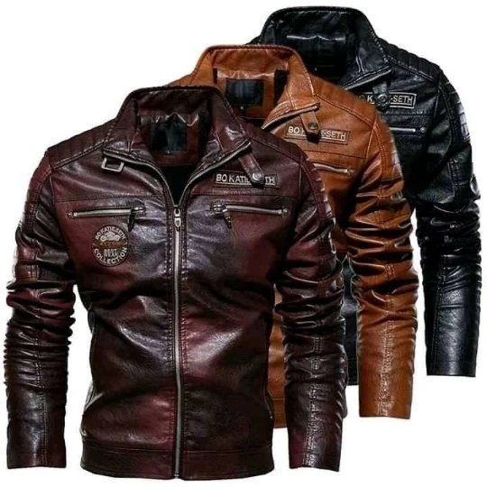 

New men's pu leather jacket coat motorcycle suit plus cashmere leather men