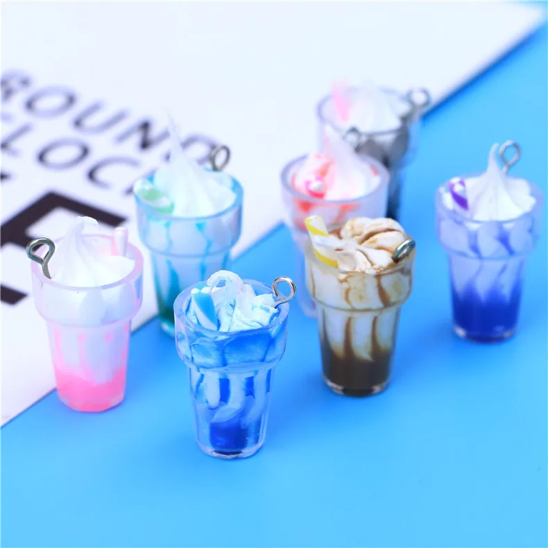 

yiwu wintop fashion accessories hot sale plastic ice cream cup bottle charm pendant for earring keyring making