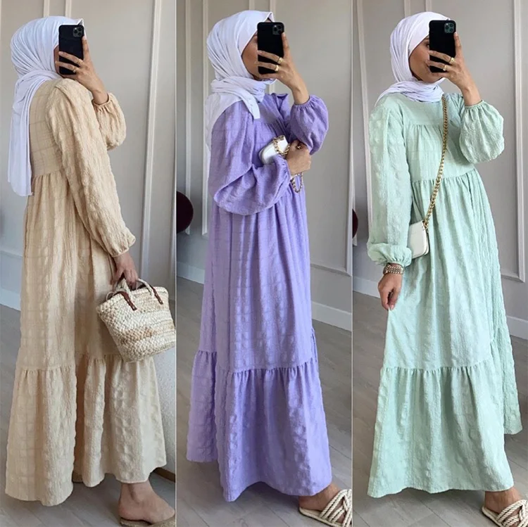 

Malaysia Muslim Dress Elegant Long Women Modest Wear Clothing Middle East Dubai Abaya Turkey Kaftan Abaya Islamic Clothing, Customized color