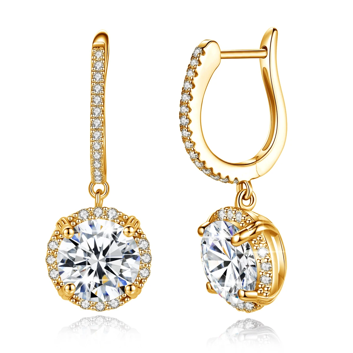 Luxury Jewelry Supplier 925 Sterling Silver Engagement American Women 2ct Lab Grown Diamond Moissanite Fashion Hoop Earrings