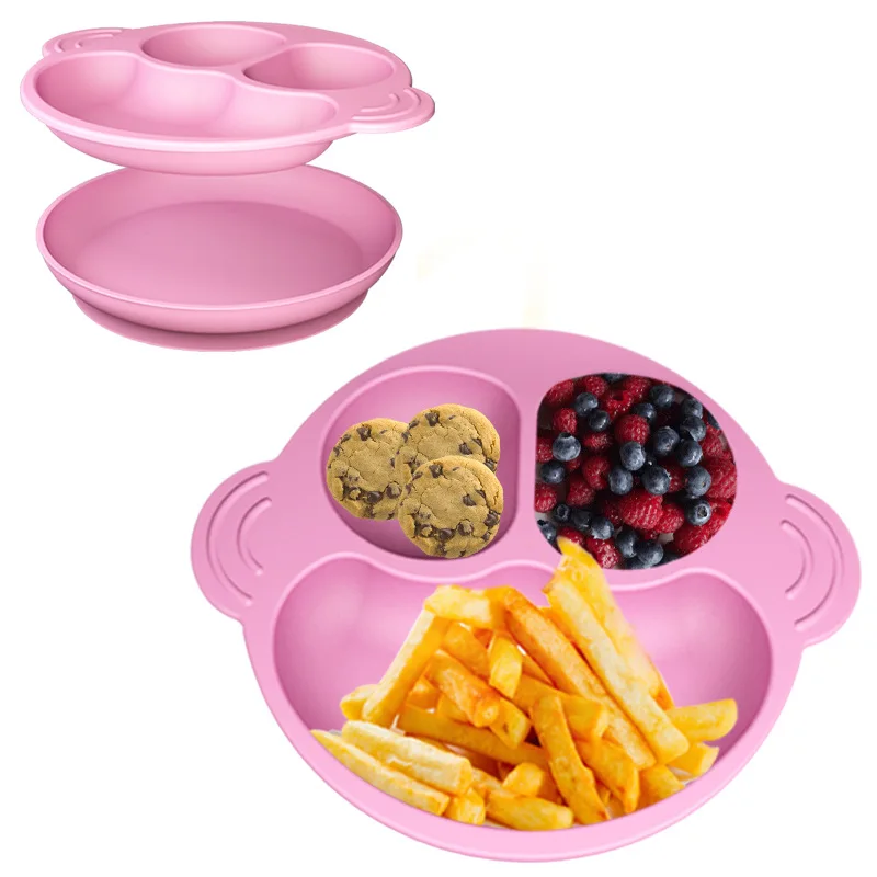 

wholesale monkey Toddler Feeding Divided bowl Kids baby christmas silicone dinner plate set