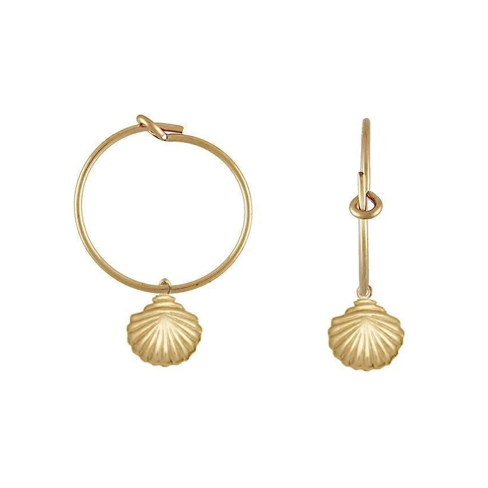 

hot women jewelry hoops 925 sterling silver fashion earrings 18k gold plated shell hoop earrings
