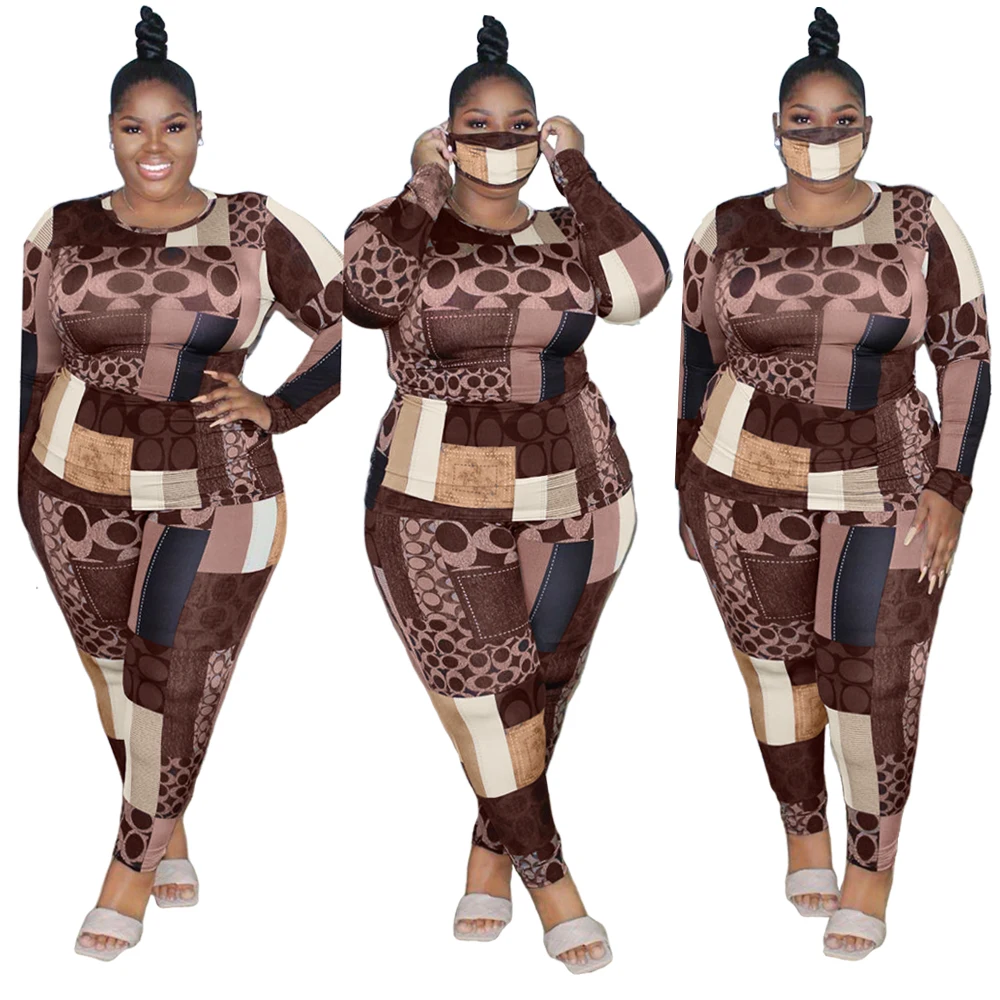 

Fashion ladies nightclub 2 piece set letter printed plus size fat woman clothing two piece set