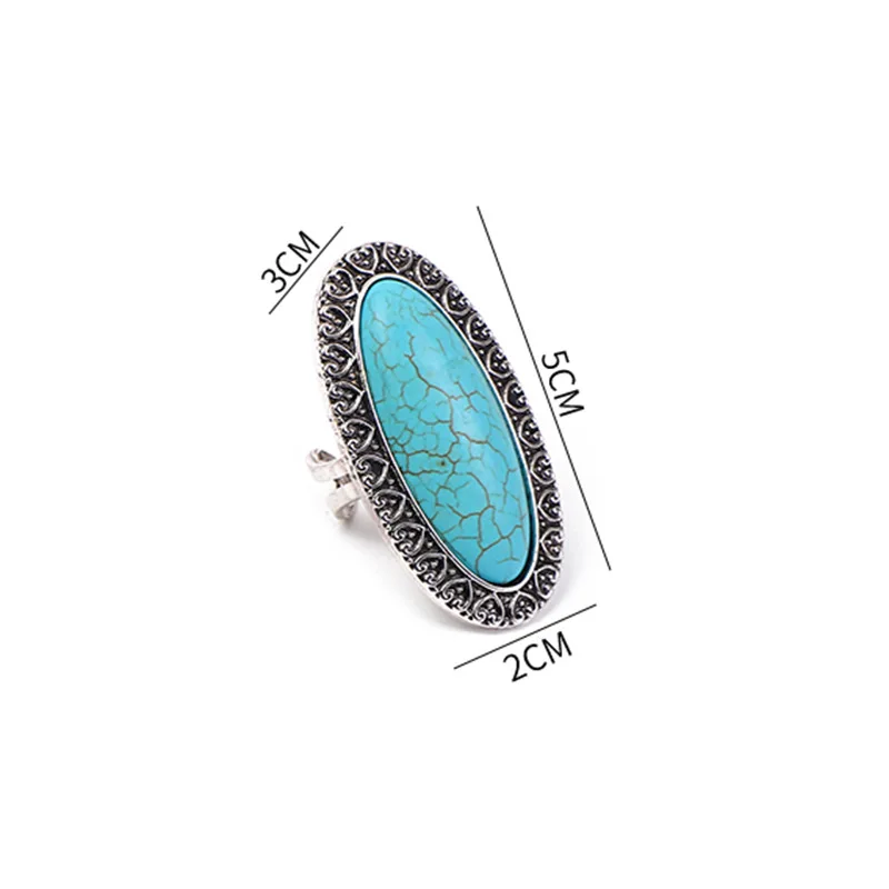 

2023 Big Royal Crown Ring Bohemian Western Creative Turquoise Adjustable Ring For Woman