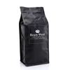 Custom printed matt black 250g 500g 1kg aluminum foil zip lock flat bottom pouch coffee bean packaging bags with one way valve