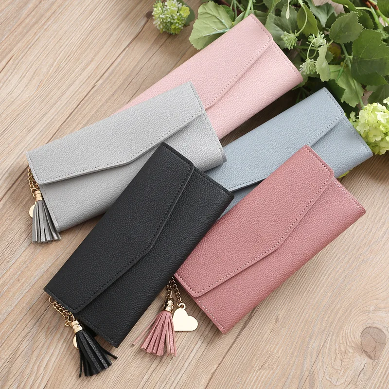 

2019 Fashion Heart Pendant Long Wallet Fashion Women's Purse PU Leather Women Wallets clutch Bag