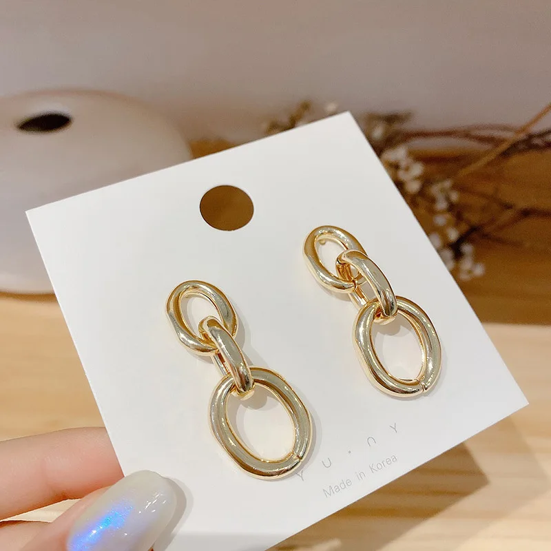 

New Design Wholesale Hot Sale metal chain korean earrings for women, As pic