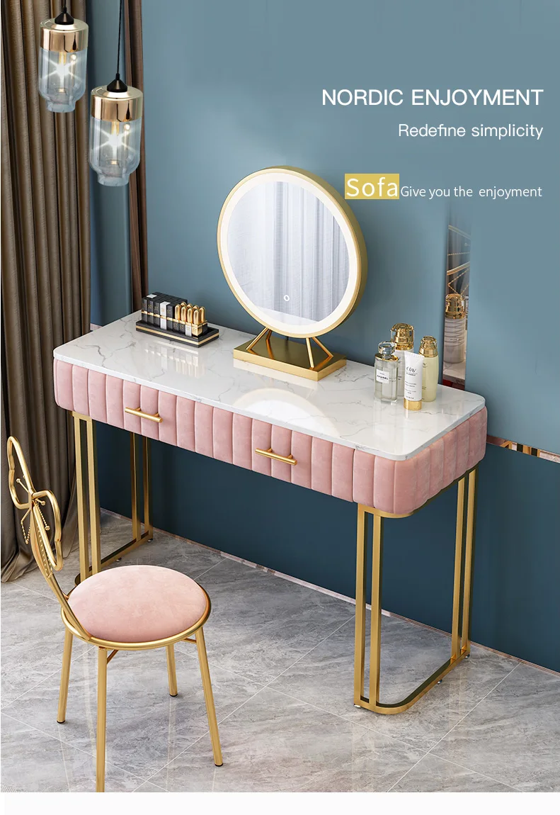 Hot Selling Iron Marble Top Modern Vanity Dresser Table With Led Buy Vanity Dressing Table