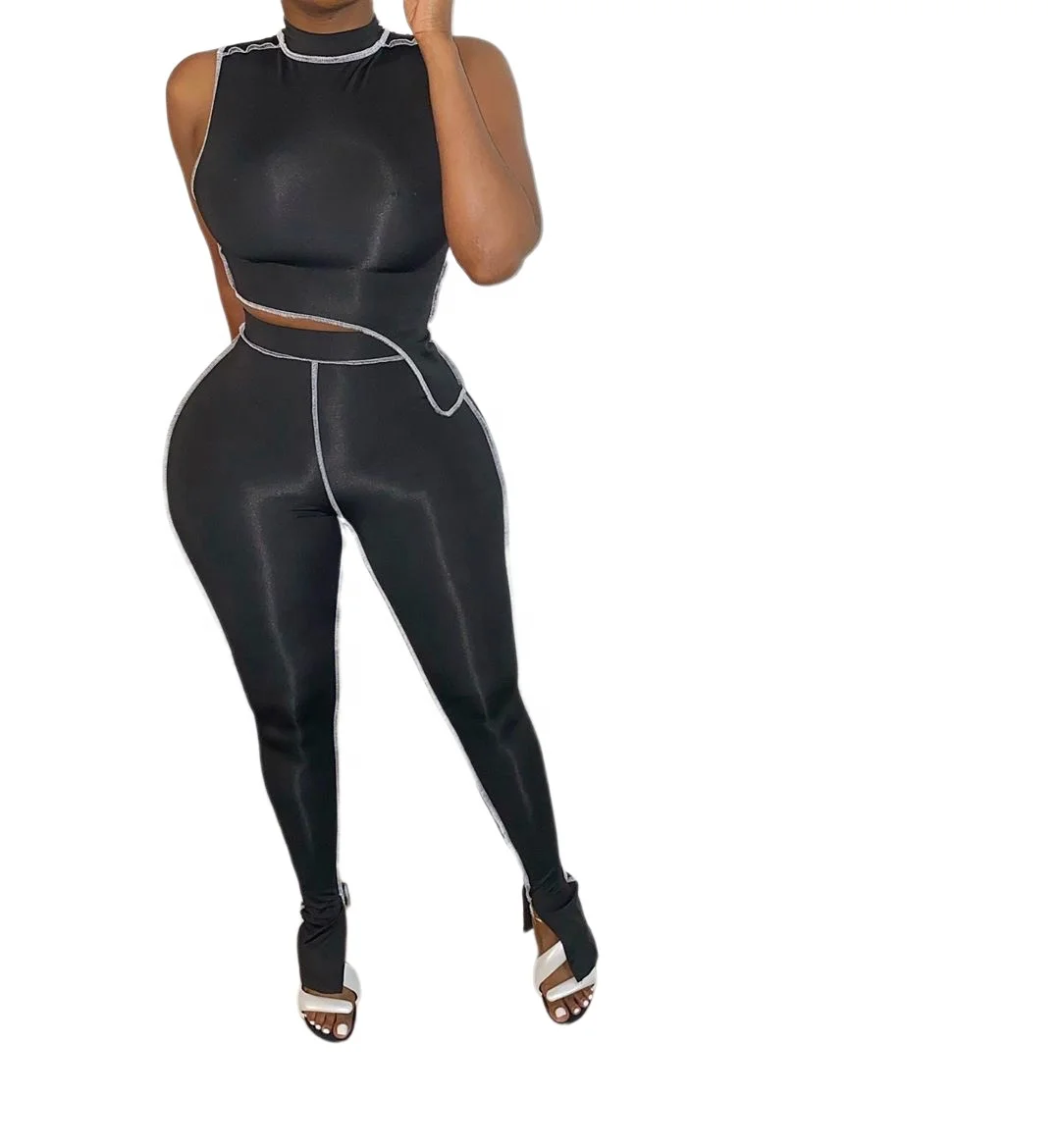

MT100-399 Autumn women's wear sleeveless line design fashion sports suit