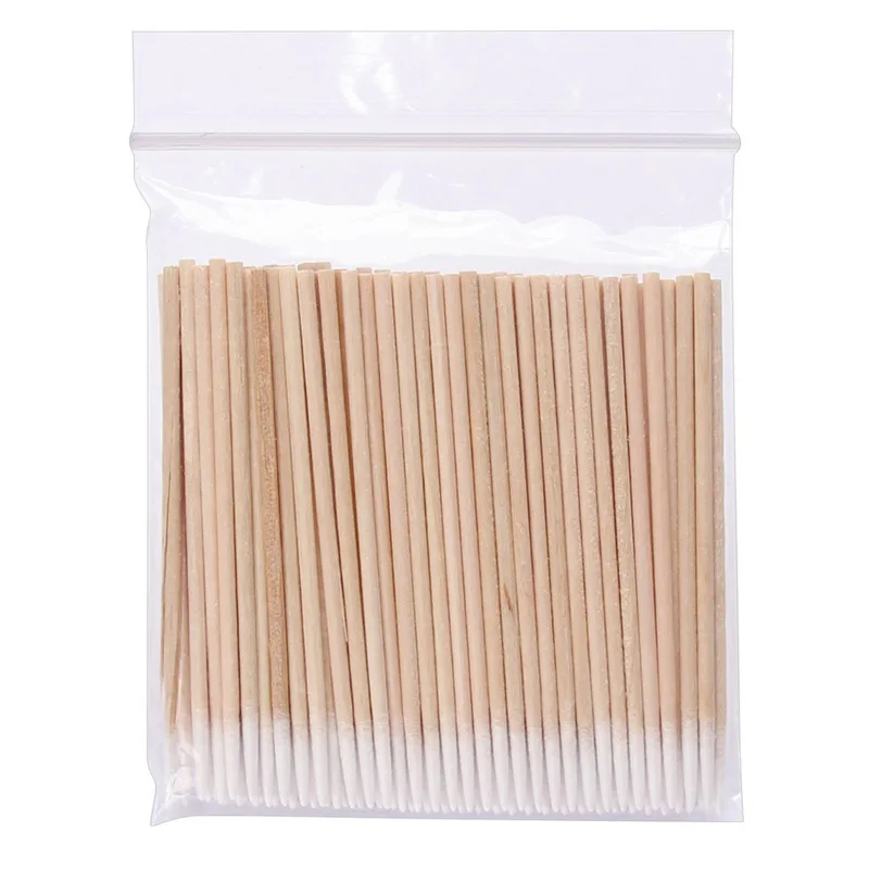 

Disposable Ultra-small Cotton Swab Lint Free Micro Brushes Wood Cotton Buds Swabs Eyelash Extension Glue Removing Tools, Wood color