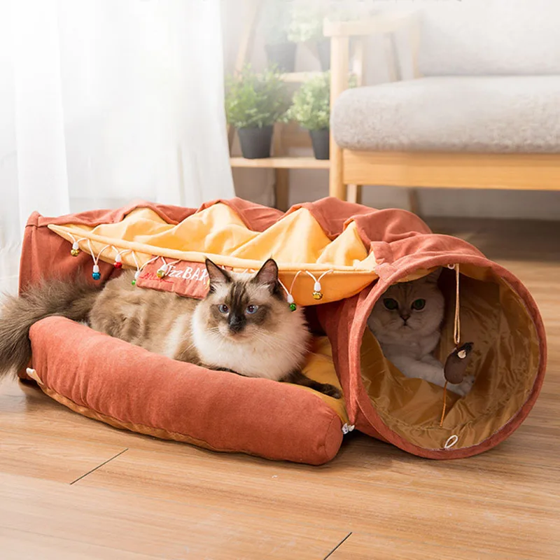 

Pet Cat Tunnel Bed Interactive Play Toy for Ferrets Rabbit Collapsible Play Tube with Ball Indoor Kitten Pet Exercising Tunnel