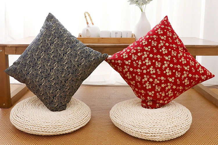 Japanese Style Crane Cloud Flower Design Unique Cushion Black Throw