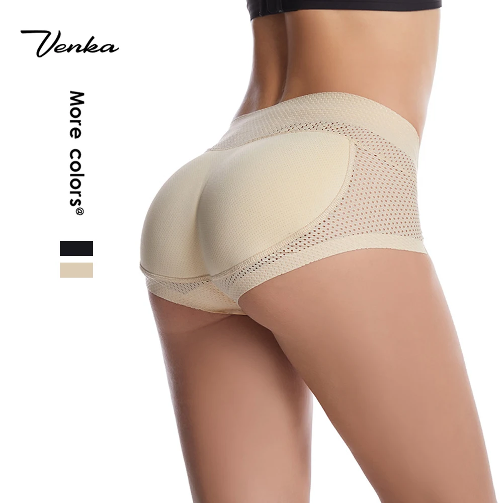 

Nice Quality Women Shapewear Sexy Knickers High Elasticity Mesh Bottom Butt Lifter Padded Shapewear Panties, Black/beige