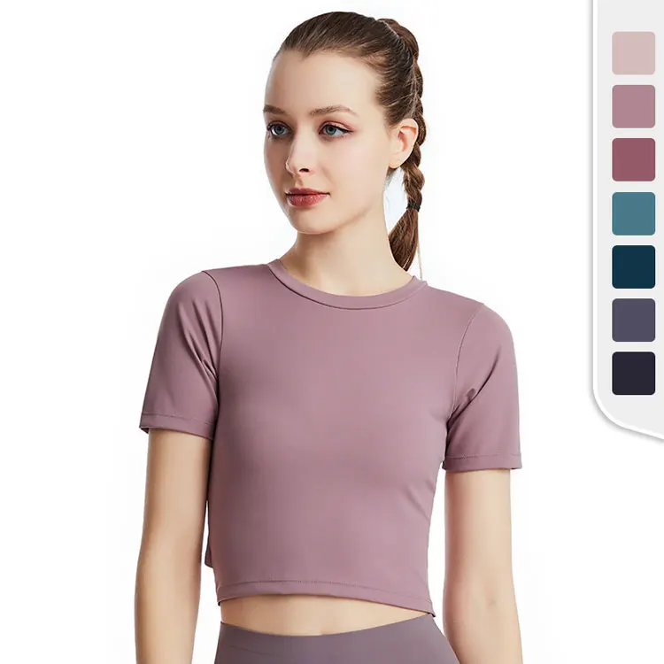 

Wholesale new styles women slim running workout quick-drying sports yoga tops t-shirts for gym clothing