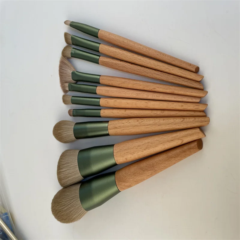 

Fast delivery 10Pcs Green Brush Set Makeup Private Label Cosmetics Brush Kit Wholesale, As the picture