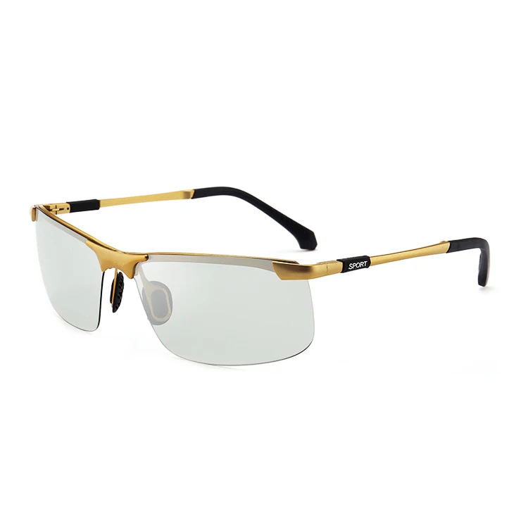 

FunFishing Wholesale vintage square Night Vision Car Driving Glasses Anti-glar smart color-changing metal polarized Sunglasses
