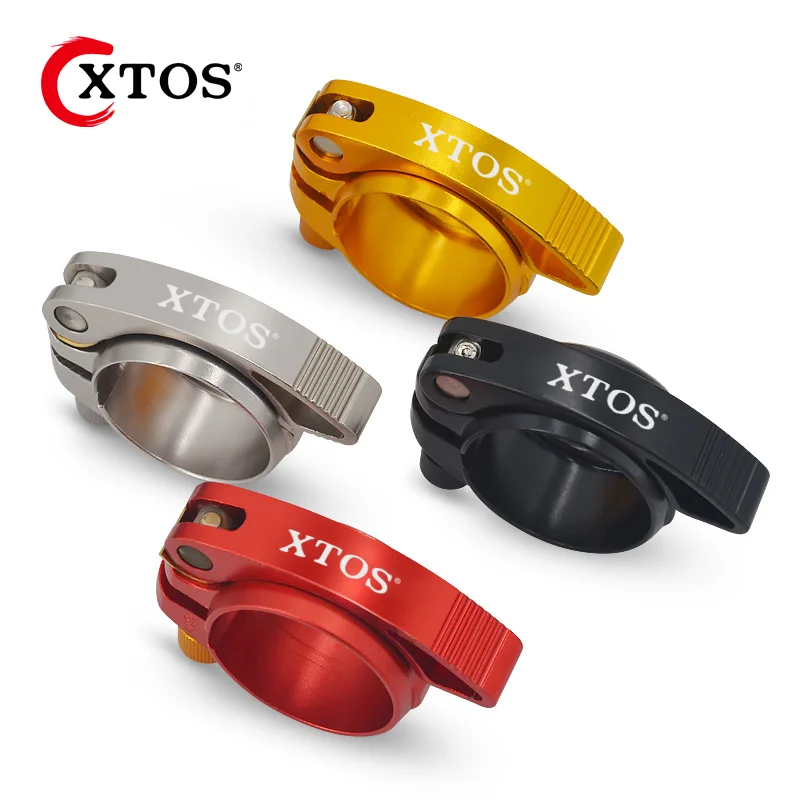 

XTOS bicycle seat clamp 40.9mm quick release aluminum alloy seat clamp, Red/black/silver/gold