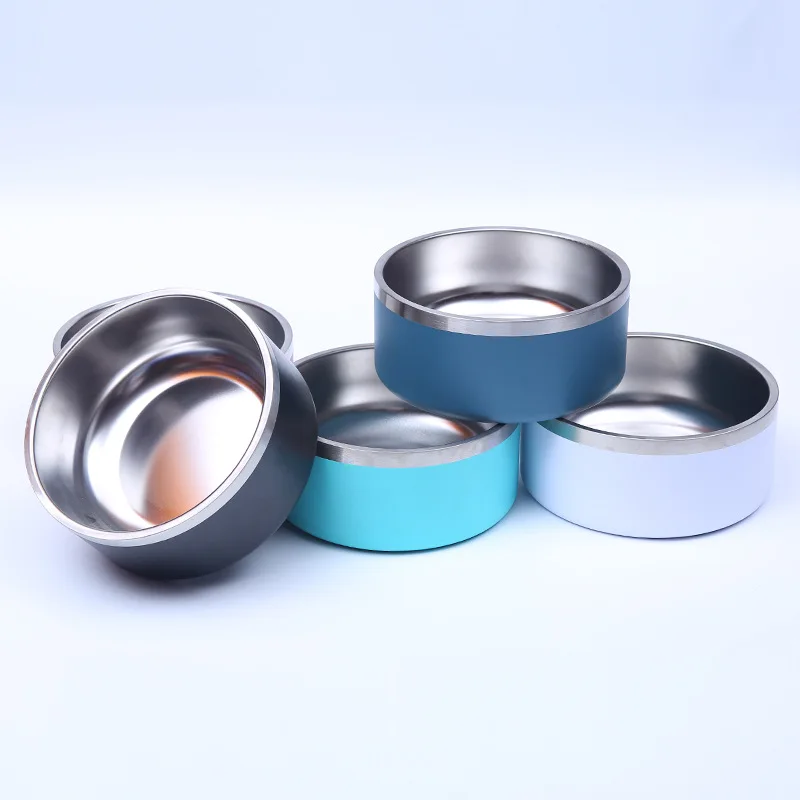 

Wholesale Multi-size Dog Bowl Stainless Steel Pet Bowls Food Feeder Metal Thermo Bowls for Dog with Logo