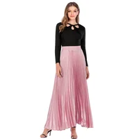 

Slanna manufactured summer high waist muslims reflective A line long maxi pleated skirt for ladies