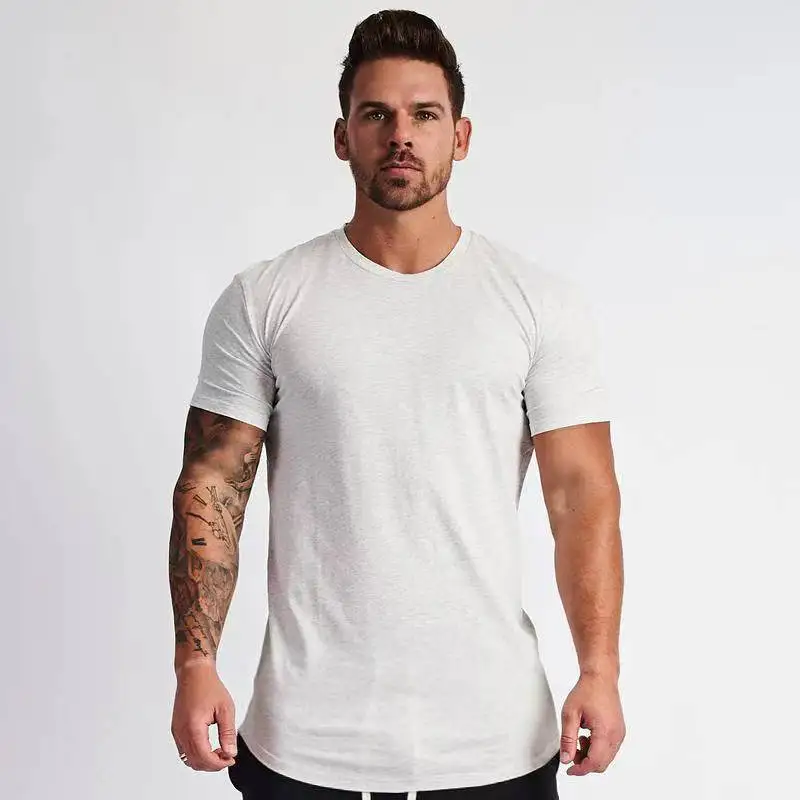 

Cotton T-shirt men leisure breathable jerseys round collar hem fitness blank of cultivate one's morality short sleeve