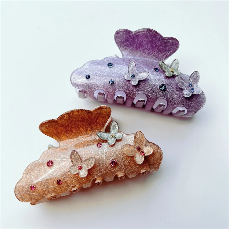 

Ins fashion hair claw butterfly hair clip hair accessory resin acrylic pink elegant women claw clip