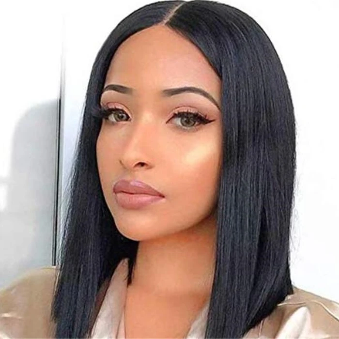 

Letsfly Cheap brazilian virgin Human Hair 4x4 closure wigs For African American,Straight Short Human Hair top closure Bob Wig