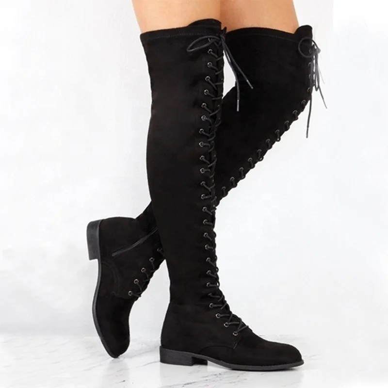 

2022 Latest Fashion Round toe long boots for women knee high boots flat winter thigh high boots, As picture or customized make