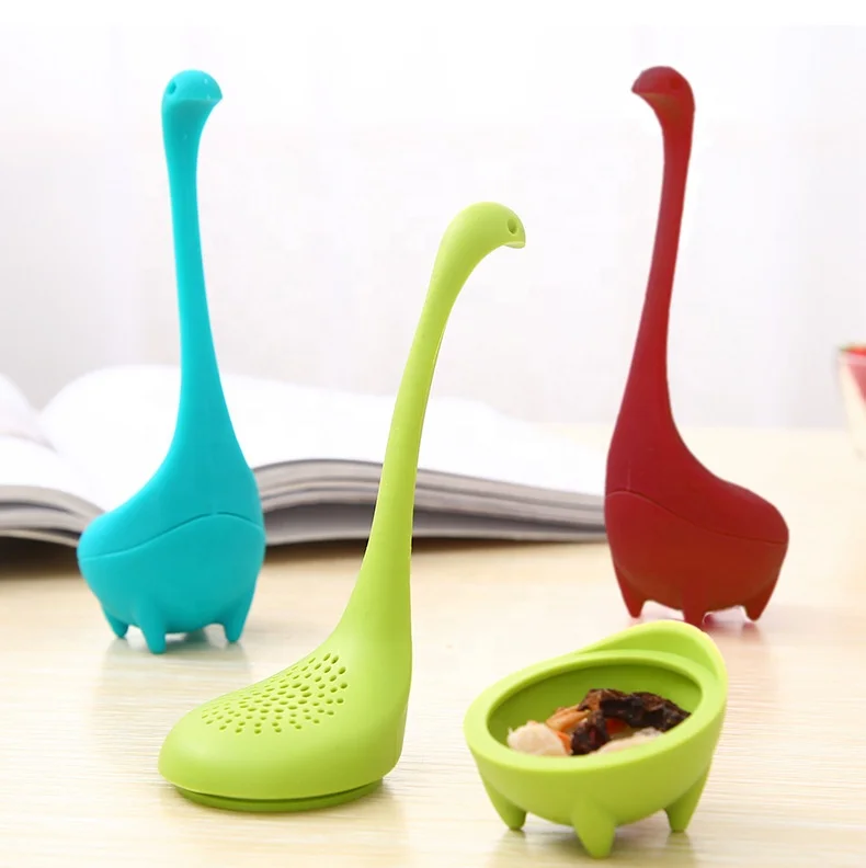 

Cartoon Monster Flower Herb Filter Strainer Cute Animal Diplodocus Dinosaur Silicone Tea Infusers