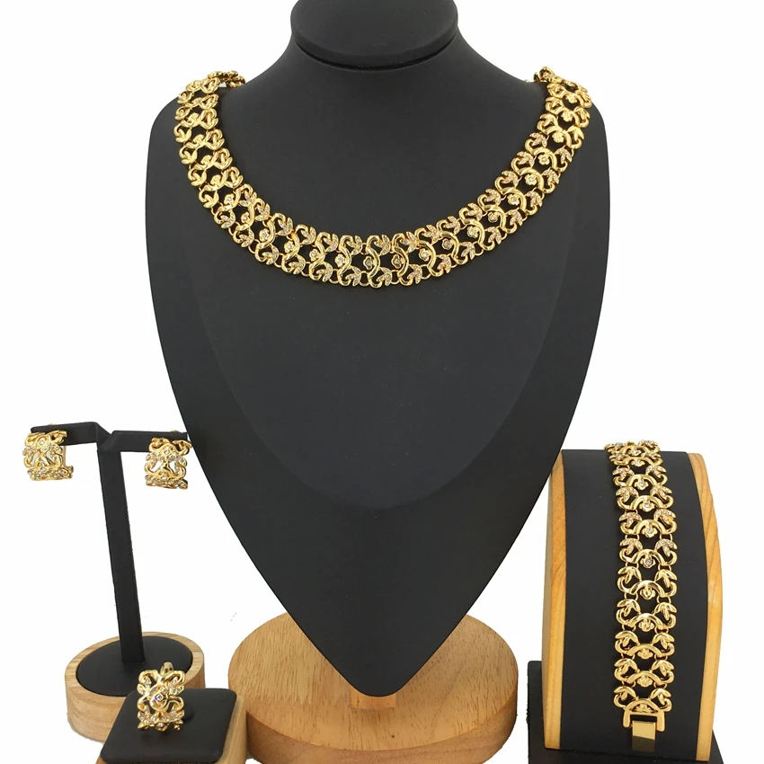 

Yuminglai FHK11834 New Products 24K Gold Plated Wholesale Artificial Full Italian Gold Jewelry Sets