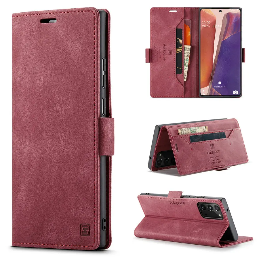 

2020 Factory Wallet Leather Case for Samsung Note 20 with Credit Card RFID Magnetic Leather Cover Case for Samsung Note 20 Card, Black,brown,red,blue