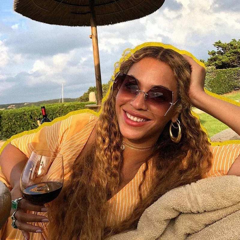 

6566 Fashion Sunglasses Newest 2021 Rimless Gradient Shades Sunglasses Wholesale, As shown