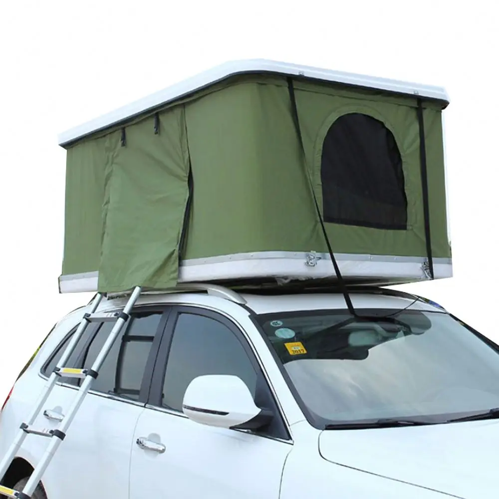 

factory Outdoor Pu Layer Stainless Steel Bracket Waterproof fiberglass car promotion list 3-4 person roof top tent with rack