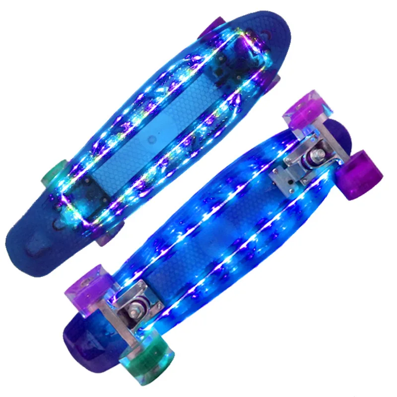 

Transparent LED Flash Deck Cruiser Board 22 Inch Retro Mini Skateboard Complete Ready To Ride Adults Sport Skate Scooter, Multicolor(see variations)