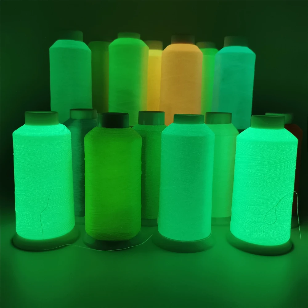 

High Quality 100g 150D/2 3000 Yards Embroidery Thread Luminous Yarn Polyester Glow In Dark Thread, 15 colors