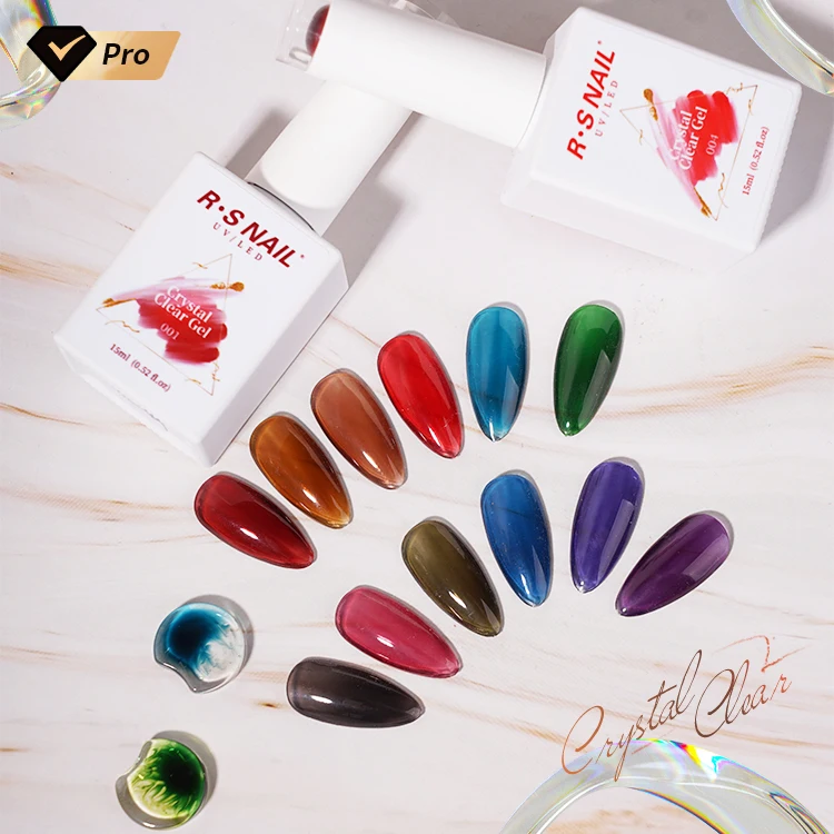 

Crystal Clear Gel nails supplies hot sale 12 color nail gel Nail Polish Kit Uv Gel