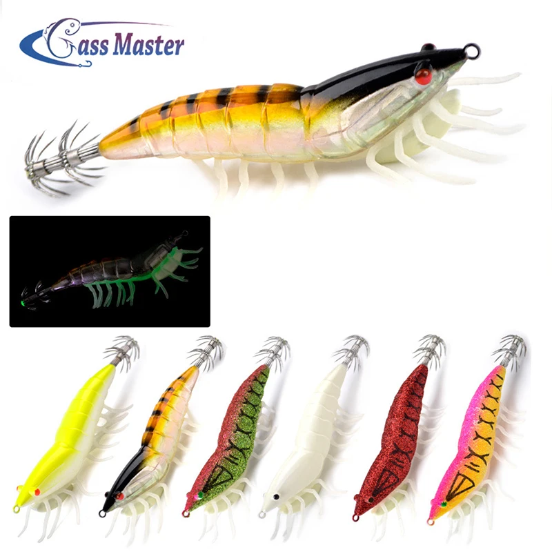 

Bassmaster Fishing Lure Lead Sinker Squid Lures Jigs Octopus Wood Shrimp Bait With Squid Hook Fishing Tackle