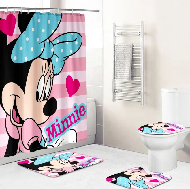 

Digital Printing Waterproof Polyester cartoon Pattern Series Shower Curtain Bathroom Sets With Hooks