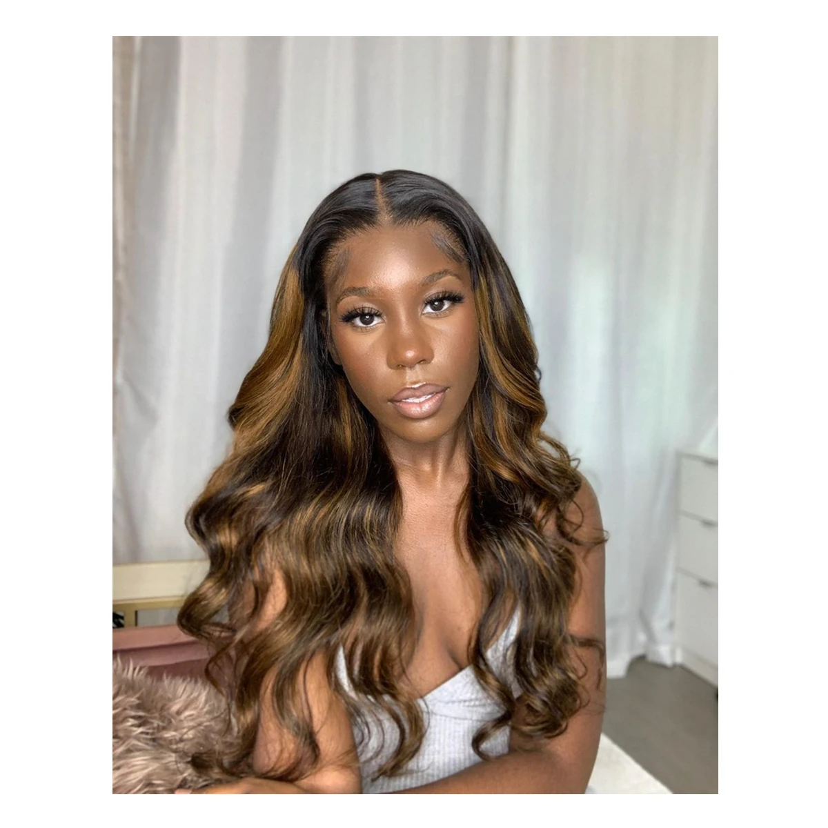 

Wholesale transparent lace highlight wig ready to ship color wigs hair 27 brown blonde wig