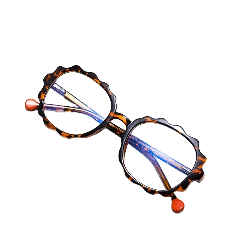 

New TR90 Spectacle Frame Fashion Explosion Style Anti-Blue Light Round Frame Flat Lens for Men and Women with Ferrule, Custom