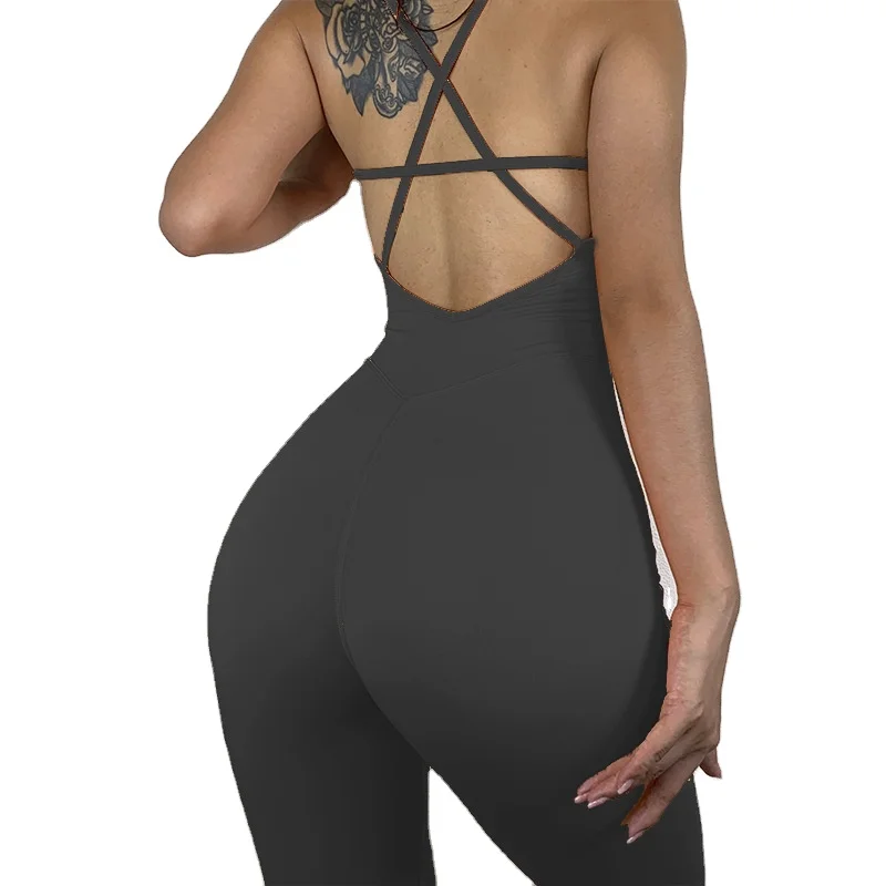 

Solid Bodycon Sleeveless Jumpsuits Sporty Workout Active Wear Women One Piece Yoga Set, Red,gray,black,pink,yellow or custom colors