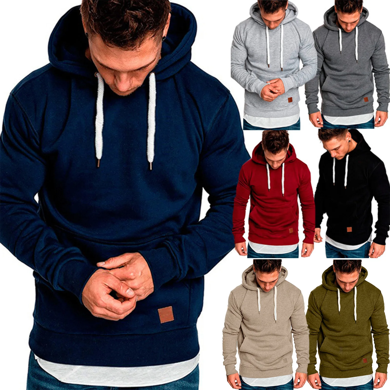 

Customized wholesale Europe and America 2021 autumn and winter solid color hooded sweater, hooded casual men's top, Optional