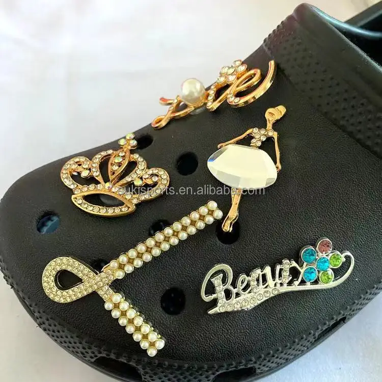 

Metal Lady Style Designer Shoes Decoration Pearl Flower Butterfly Croc Shoes Accessories Fit Hole Sandal Clog Charms