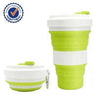 

BC05 Eco Friendly Wholesale 500ML Custom Portable Reusable Folding Silicone Collapsible Drinking Coffee Cup With Lid