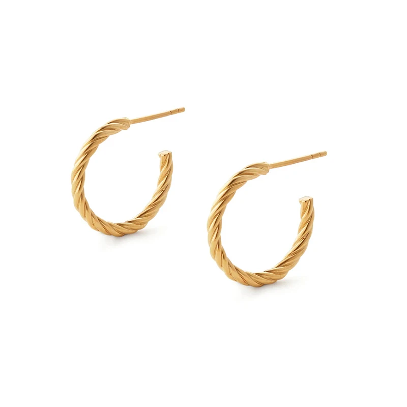 

Minimalist girls jewelry 925 sterling silver 18k gold plated hoop earrings, Gold/white