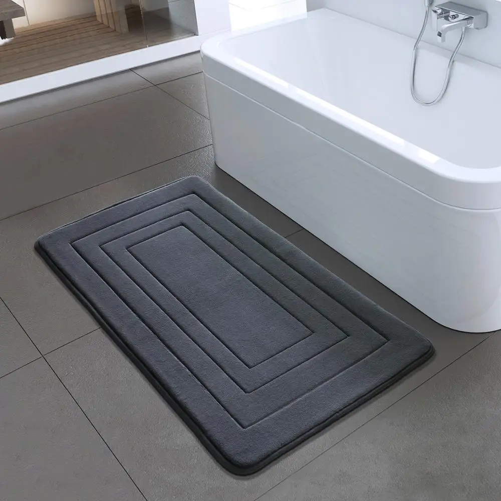 

RTS High Quality microfiber embossed Bath Mat Foam Rug for Bathroom Kitchen Bedroom inside foam back PVC 40x60cm, Customized colors